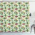 thumbnail image 1 of Parrot Shower Curtain, Tropical Island Jungle with Flora and Fauna Birds Toucan with Green Leaves Flowers, Fabric Bathroom Set with Hooks, 69W X 84L Inches Extra Long, Multicolor, by Ambesonne, 1 of 3