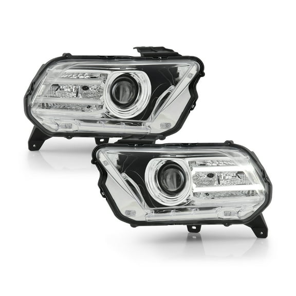 AKKON - For 2010-2014 Ford Mustang LED Light Bar DRL Chrom Housing Projector Headlights Left Right