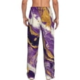 thumbnail image 7 of Salouo Purple Gold Marble Swirls Print Pajama Pants for Men, Lounge Pants Elastic Waistband Casual Men's sleepwear Loungewear Sleep Pajama Pant -Small, 7 of 7