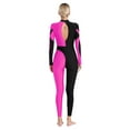 thumbnail image 3 of Aiihoo Women Long Sleeve Shiny Rhinestone Gymnastics Leotard Full Length Figure Skating Jumpsuit Bodysuit Catsuit Hot Pink XL, 3 of 7