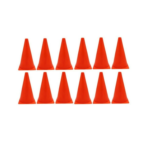 Safety Cone, 9" High With Base, Orange, Pack of 12