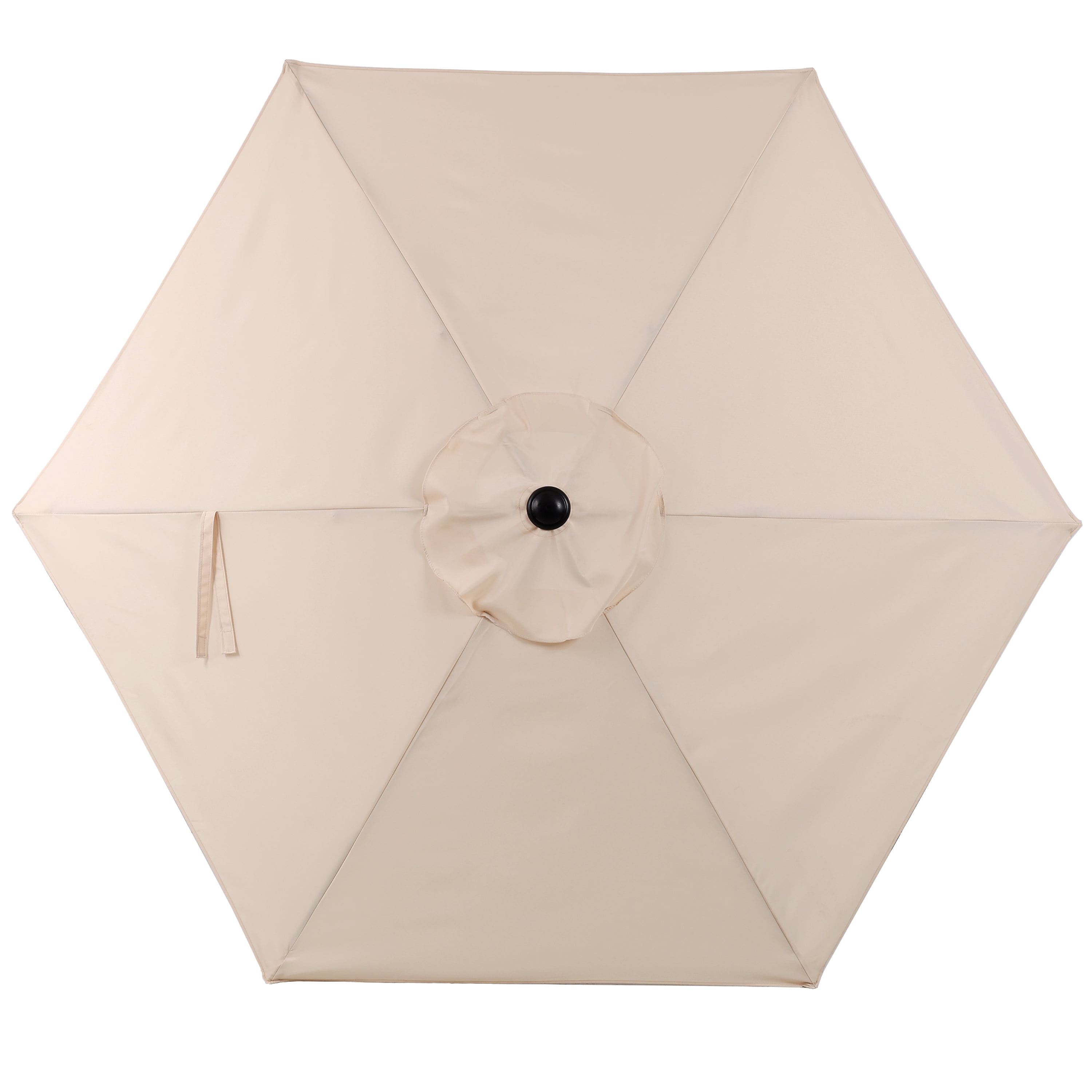 10FT Beige Outdoor Market Patio Umbrella with Crank & Push Button 45° Tilt, 6-Rib Iron Pole PA Waterproof Polyester Canopy for Garden Deck Pool Backyard, Base Not Included