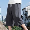 thumbnail image 4 of Fmbrln Mens Capris Pants Summer Fashion Drawstring Elastic Waist Straight Leg Capri Pants Casual Loose Fit Solid Capris Pants with Pockets, 4 of 5