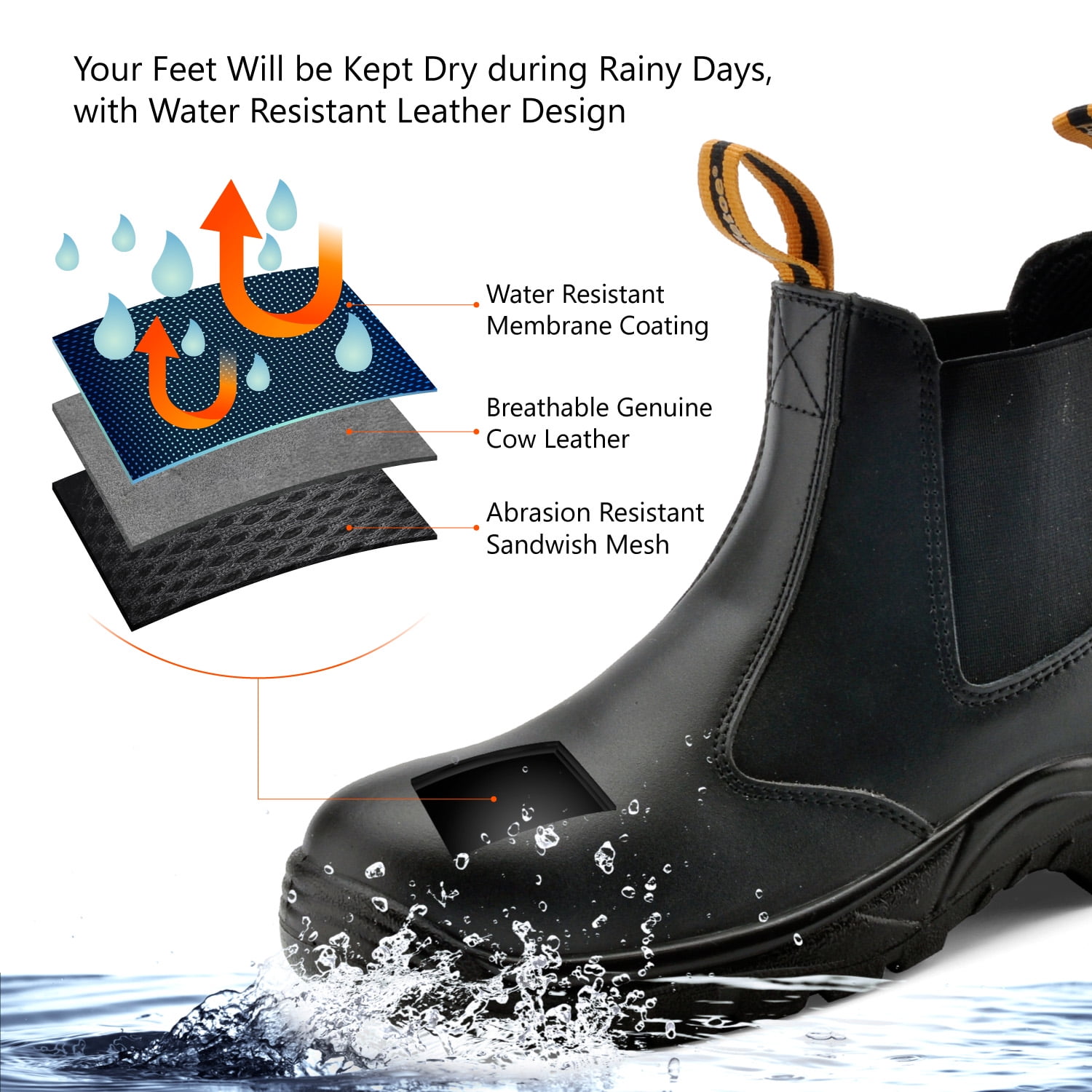 Men’s Safetoe Steel Toe Safety Shoe. Size 12. NWB!! Safetoe Steel Toe Chelsea Work Boots – S3 Certified & ASTM  main image 3
