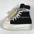 thumbnail image 1 of Owen Seak, zapatillas altas para mujer, zapatos de lona, zapatillas de deporte de lujo, botas de plataforma con cordones, zapatos de PU negros con cremallera y aumento de altura informales Tan Jianjun  unisex, 1 of 2