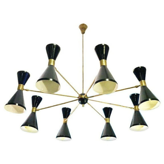 Huge Italian Chandelier Style Stilnovo Mid Century 8 Arms/16 Bulb Socket Sputnik Ceiling Lights (White)