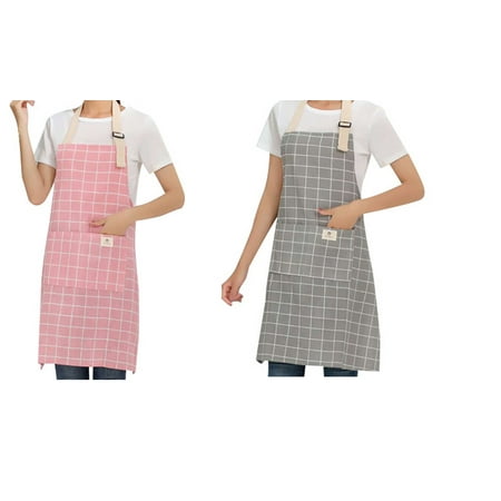 

2 Pack Kitchen Cooking Aprons Adjustable Bib Soft Chef Apron with 2 Pockets for Women