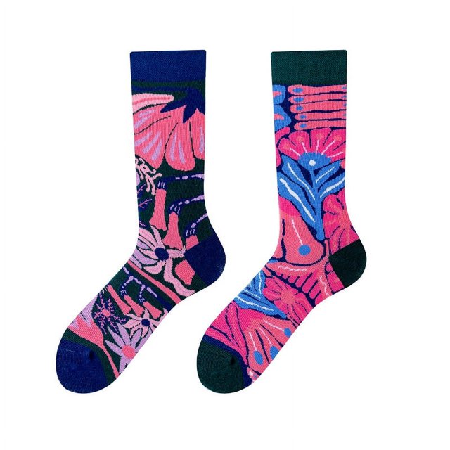 Calcetines AB, calcetines asimétricos para parejas, algodón peinado, cosidos a mano, calcetines AB, calcetines creativos de algodón de tubo largo con dibujos animados