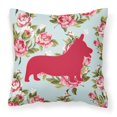 thumbnail image 1 of Caroline's Treasures BB1069-RS-BU-PW1414 Corgi Shabby Chic Blue Roses Decorative Pillow Large Multicolor"", 1 of 4