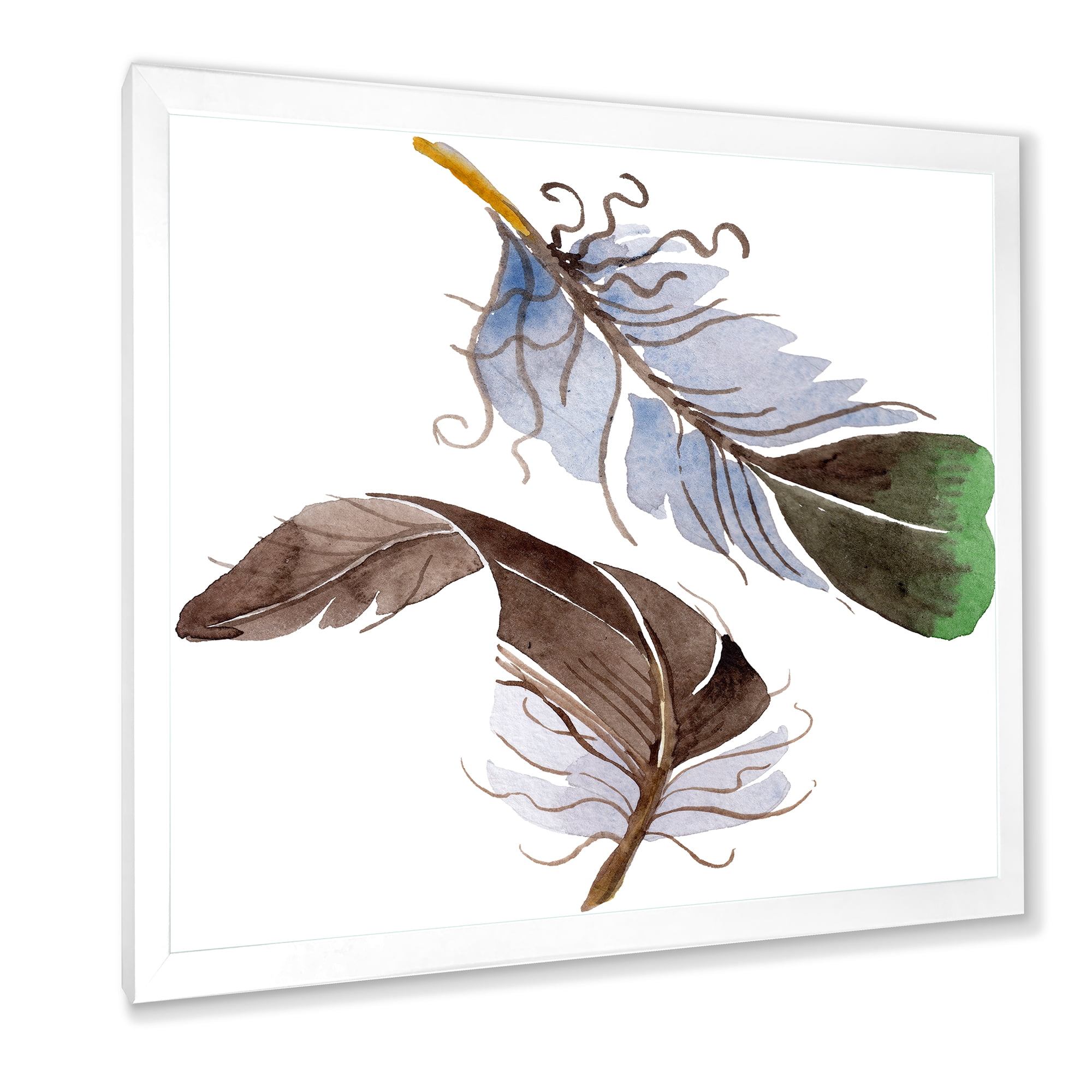 Designart 'Abstract Green Bird Feather From Wing' Bohemian & Eclectic Framed Art Print