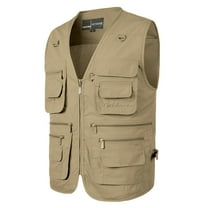 Men's Lightweight Outdoor Fishing Vest with 16 Pockets – Loose Casual Utility Cargo Vest for Travel & Safari