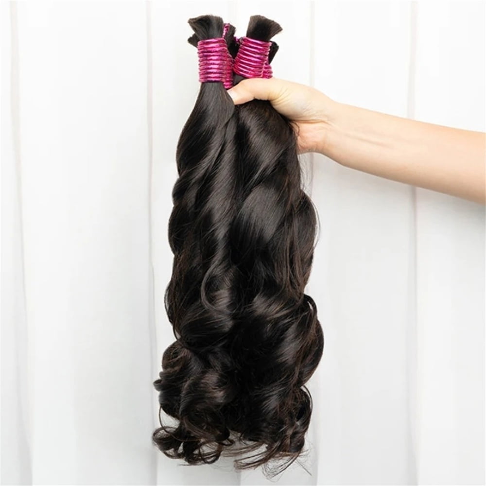 1 Bundle Human Hair Bulk for Braiding 100g Loose Wave Bouncy Remy Boho Braid Hair Extensions