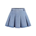 thumbnail image 2 of ZHOGXU Kids Toddler Girls Denim Skirt Elastic Waist Solid Color A Line Side Zipper Comfortable Fashion Mini Pleated Skirt For School And Daily Wear,Light Blue,9-10 Years, 2 of 5