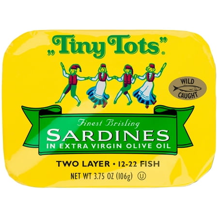 Tiny Tots Brisling Sardines in Extra Virgin Olive Oil, 3.75 oz Can