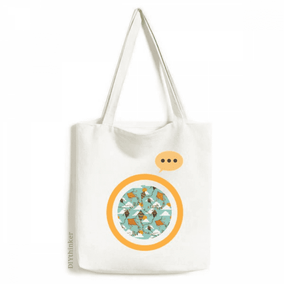 Hand Painted Simple Geometry Kite Pattern Expression Sack Canvas Tote Shoulder Bag