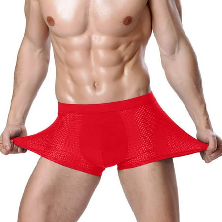 HUPOM Cotton Underwear For Women Womens Silk Underwear Medium waist Comfort Waist Solid Boxer Briefs Red 3XL