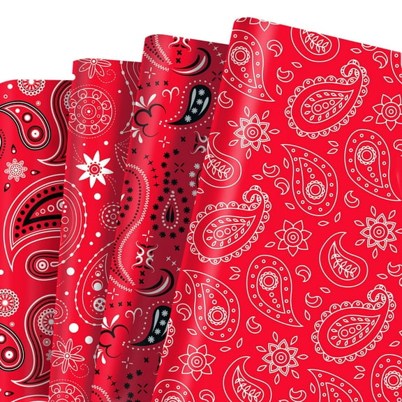 12 Sheets Wrapping Paper Folded Gift Wrap Western Cowboy Gift Wrapping Paper 4 Styles Red Wrapping Paper Sheet for Holiday Birthday Wrapping