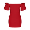 thumbnail image 6 of Edvintorg Off Shoulder Dress Fashion Women Sexy Bodycon Dresses Short Sleeve Strapless Backless Tube Top Evening Mini Dress Red XXXL, 6 of 6