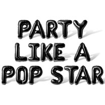 Letter Balloons - PARTY LIKE A POP STAR 16" Inch Alphabet Letters Foil Mylar Balloon Pop Star Birthday Party Banner (Black)
