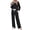 Black, variant on Fantaslook Womens Color Block Pajamas Crewneck Long Sleeve Lounge Sets Casual Jogger Outfits with Pockets