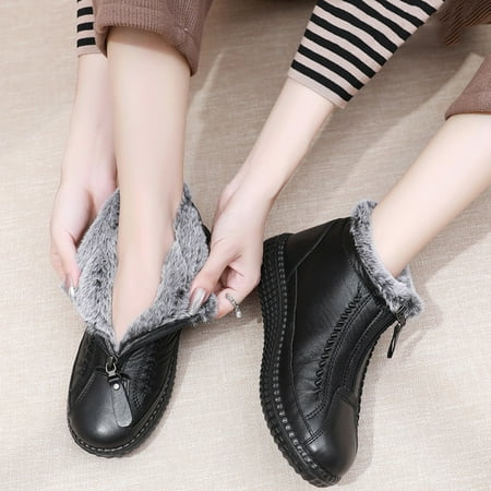 

Zunfeo Women Winter Boots- Rain Boots Solid Warm Comfy Boots Trendy Boots Christmas Gifts Clearance Black 6