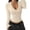 Beige, variant on ZDNIXIAN Basic Tee Fall Tops Deep V Neck Fitted Blouse, Slim Fit Knit Shirt, Solid Color Stretchy Bodycon Long Sleeve Top with Hem Ruched Detail