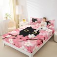 thumbnail image 2 of Manfei Kawaii Kitten Fitted Sheet Queen, Boho Tokyo Bolssoms Bedding, Pink, 3-Piece, 1 Fitted Sheet and 2 Pillowcases, 2 of 6