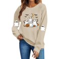 thumbnail image 2 of BVOFAR Halloween Sweatshirts for Women Plus Size Ghost Graphic Pullovers Fall Going Out Round Neck Long Sleeve Sweater Tops Halloween Costumes Khaki XXL, 2 of 5