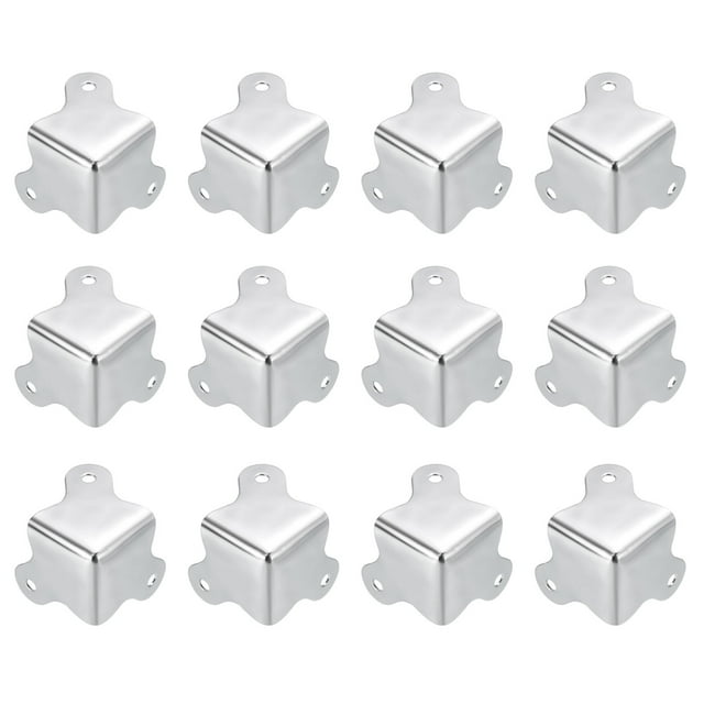Unique Bargains 30x23mm Metal Box Corner Protectors Box Edge Guard Chrome Plating Silver Tone 24pcs