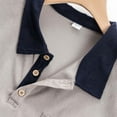 thumbnail image 5 of Polo Shirt Men Long Sleeve Quarter Button Up Tee Shirts Slim Fit Grey TShirt Men, 5 of 9