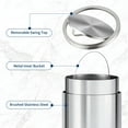 thumbnail image 4 of BouPower Stainless Steel Trash Can with Swing Lid,Removable Inner Bucket,Round Garbage Bin for Kitchen,Office,Garden Recycling,13 Gallon (50L), 4 of 7