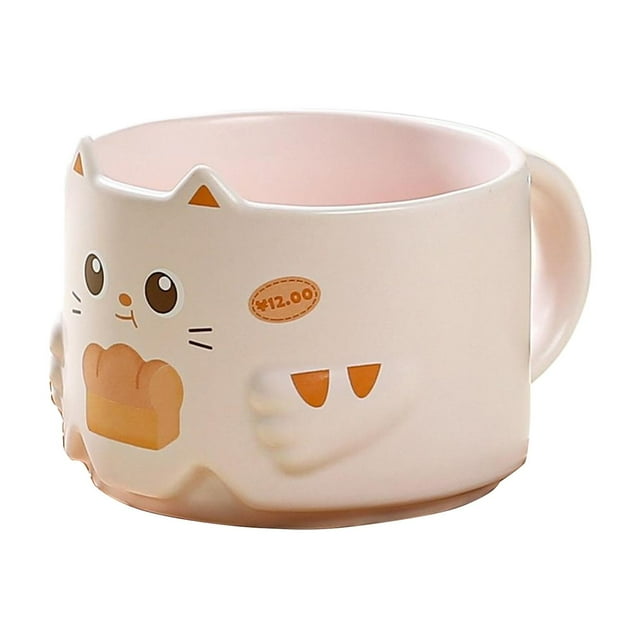 Cateissary Tazas de café apilables de taza linda tazas de gatos amantes adorable conjunto gato para los amantes de los gatos lindo lindo para los Teteras rosa claro 300ML