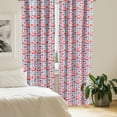 thumbnail image 3 of Ambesonne Norwegian Window Curtains, Floral Art with Owl Motif, Each 28" W x 95" L, Sea Blue Dark Coral, 3 of 5