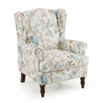 thumbnail image 4 of Hommow Vintage Floral Print Upholstered Armchair, White, with Dark Wood Legs, 4 of 7
