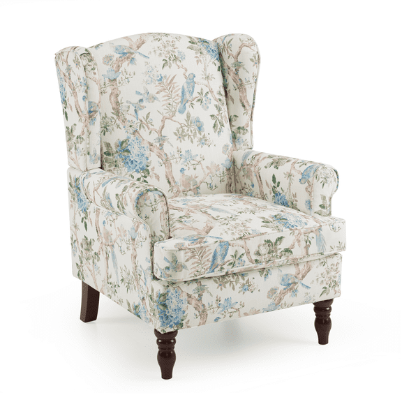 SOBREMESA Vintage Accent Chair, High Back Upholstered Armchair with Solid Legs, Leisure Single Sofa Chair for Living Room, Bedroom, Home Office