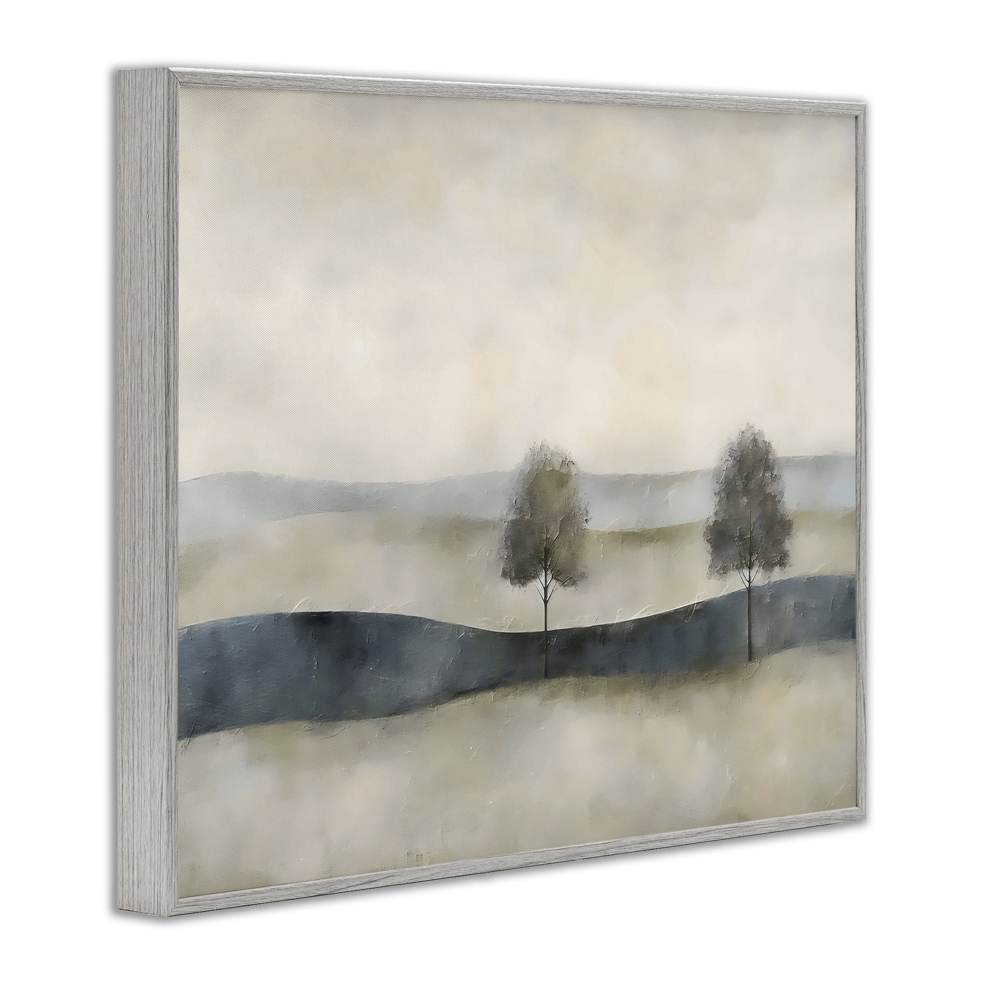 Stupell Industries Muted Horizon with Trees Gray Framed Giclee Art, design by Riley B