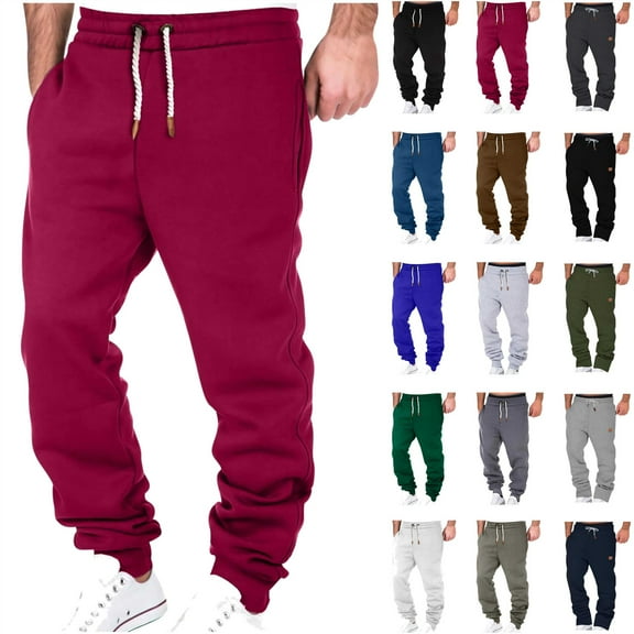 BiZtdJrK Sweatpants for Men Casual Drawstring Elastic Waist Joggers Pants Solid Color Straight Leg Yoga Pants Baggy Lounge Trousers with Pockets, Dark Gray, L