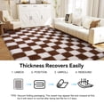 thumbnail image 5 of ZENELESS 8x10 Fluffy Rug for Living Room,Checkered Shaggy Soft Anti-Skid High Pile Carpet for Boys Girls Teen Room Dorm Home Decor,Creamy White and Coffee, 5 of 7