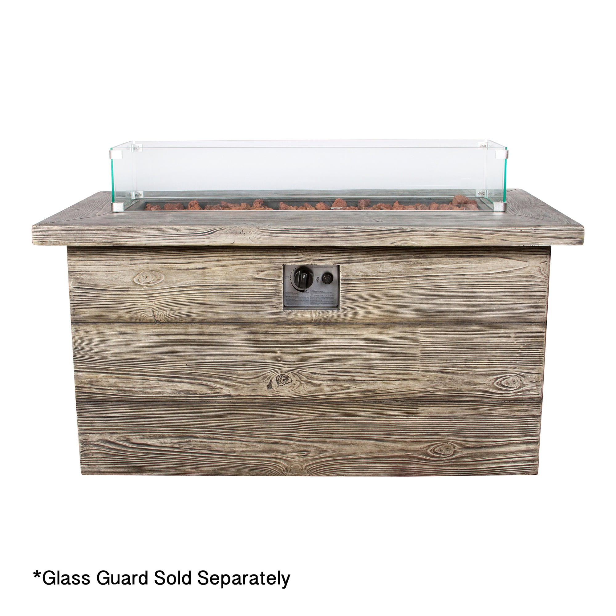 Shine Company 36.5" x 10.5" Rectangular Tempered Glass Fire Pit Table Wind Guard Easy to Clean