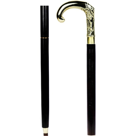 Aluminum & Brass Decorative Rosewood Walking Cane | Full Size Walking-Stick for Men & Women |