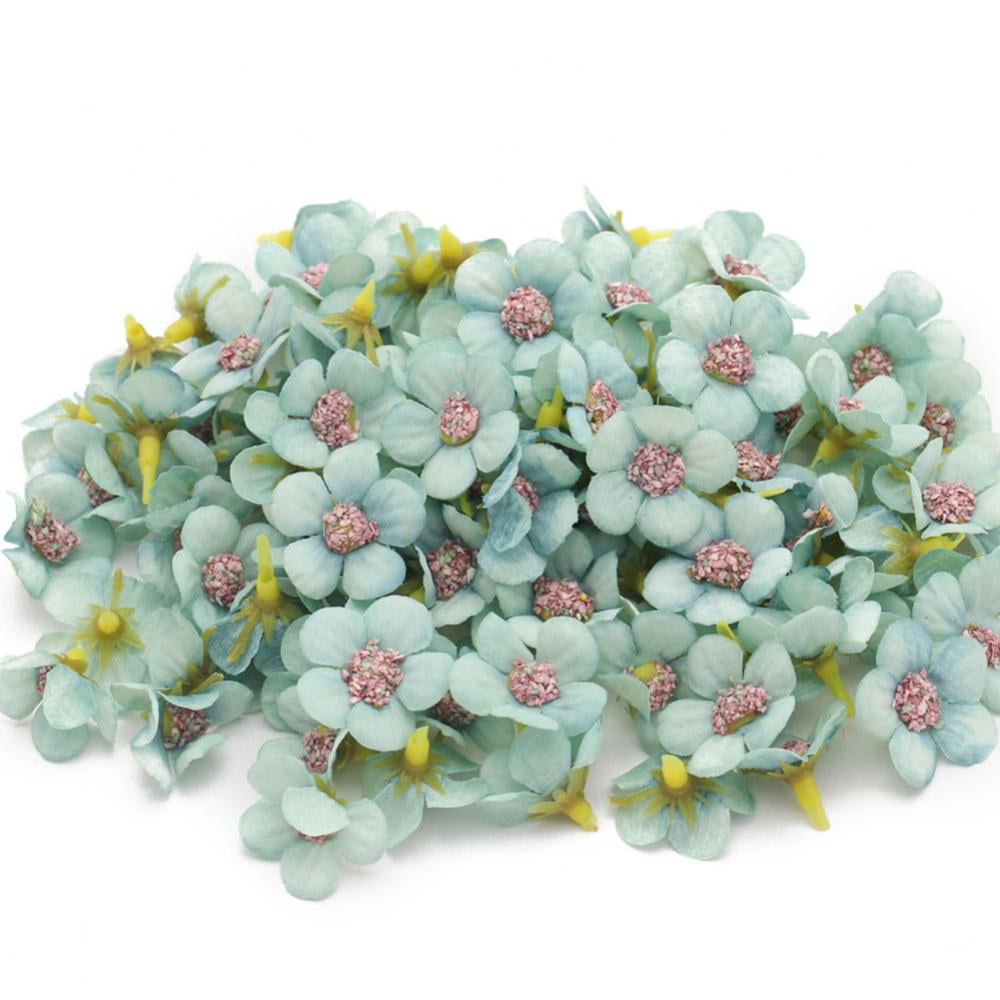 100Pcs Multicolor Daisy Flower Heads Mini Silk Artificial Flowers for Wreath DIY