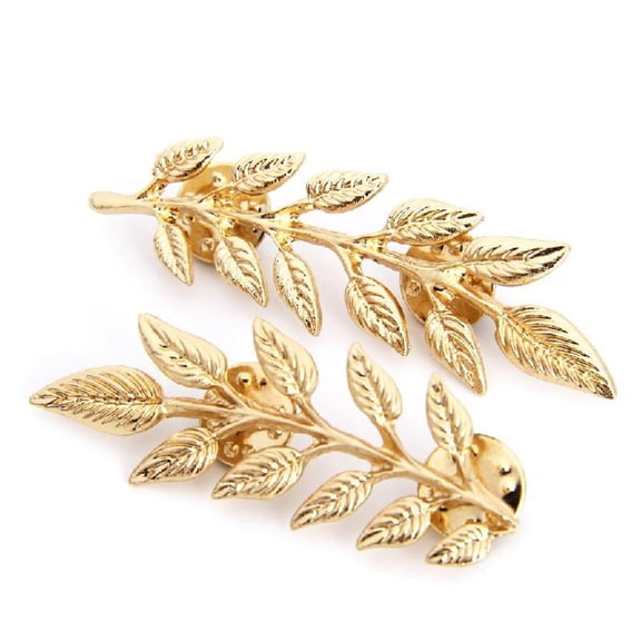 1 Pair Vintage Wheat Leaf Branch Collar Pin Elegant Brooch for Graduation Party