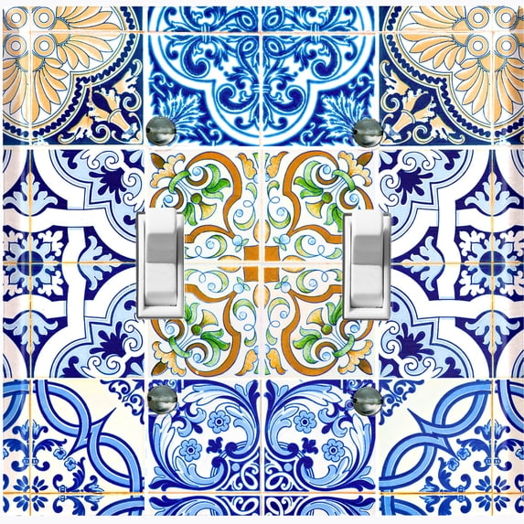 Metal Light Switch Plate Cover Elegant Mosaic Tile Pattern Collage TIL021
