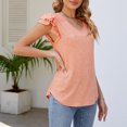 thumbnail image 2 of Pompotops Womens Spring And Summer Flounce V-neck Solid Color Bottom T-shirt Top Clearance, 2 of 7