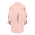 thumbnail image 4 of Mujeres 3/4 Manga Tops Y Blusas Color Sólido Turndown Cuello en V Suéter, 3/4 Manga Tops Casual para las Mujeres Suave Blusa de Poliéster, Ligero Primavera Verano Camiseta de Moda, 4 of 5