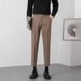 thumbnail image 5 of Pantalones de traje masculino de seda de hielo fluido 9 Pantalones de verano para hombre de negocios recortados Pantalones holgados y refrescantes Sastrería social Pantalones rectos drapeados, 5 of 5