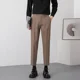 thumbnail image 5 of Pantalones de traje masculino de seda de hielo fluido 9 Pantalones de verano para hombre de negocios recortados Pantalones holgados y refrescantes Sastrería social Pantalones rectos drapeados, 5 of 5