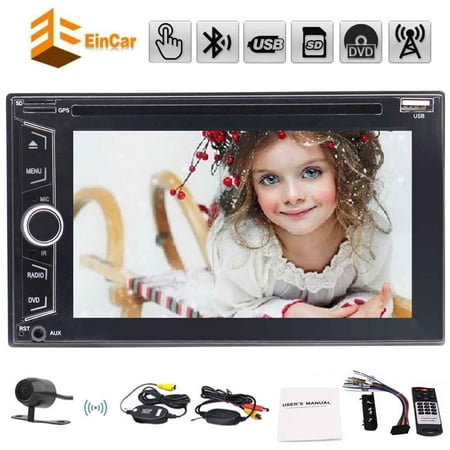 Wireless camera with Eincar double din 2 din Car Multimedia Player Audio Stereo radio 6.2