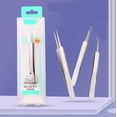 thumbnail image 5 of Professional Blackhead Remover Tools, 3pcs Stainless Steel Whitehead Pointed Tweezers Comedones Acne Precision Sharp Needle Kit Straight Bend Head Tweezer Facial Impurities Zit Removal, 5 of 5