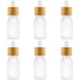 thumbnail image 1 of shiyou-Frosted Glass Dropper Bottles 6pcs Empty Refillable Frosted Transparent Glass Essential Oils Perfume Dropper Bottles with Bamboo Lids & Glass Eye Dropper Liquid Cosmetic Containers (10ML), 1 of 4